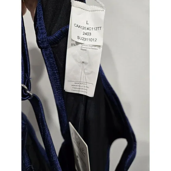 NWT Cupshe Women's Cutout Floral Blue Tonal Velvet One Piece Swimsuit Large - Picture 10 of 10